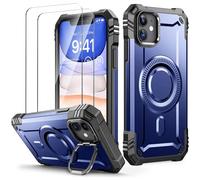 Lanhiem Cover per iPhone 11 / per iPhone XR, [Compatibile con Magsafe] con 2 pezzi Vetro Temperato, 14FT Militare Antiurto Resistente, Rugged Armor Custodia, Supporto per Fotocamera Integrato, Blu