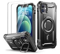 Lanhiem Cover per iPhone 12/12 Pro, Magsafe con Supporto Protezione Completa del Corpo a 360°con 2 Vetro Temperato, Militare 14FT Antiurto Resistente, Custodia per iPhone 12 Pro / 12, Nero