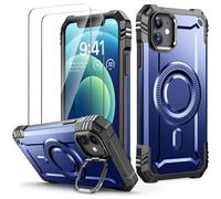 Lanhiem Cover per iPhone 12/12 PRO, Magsafe con Supporto Protezione Completa del Corpo a 360°con 2 Vetro Temperato, Militare 14FT Antiurto Resistente, Custodia per iPhone 12 PRO / 12, Blu