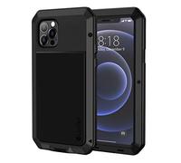 Lanhiem Cover Per iPhone 12 Pro Max Metallo Antiurto 9H Vetro Temperato