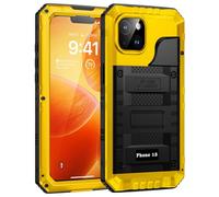 Lanhiem Cover per iPhone 13 IP68 Impermeabile, Metallo 360°Completa Waterproof Case con Protezione Schermo, Militare Antiurto Armor, Subacquea Antipolvere Custodia per iPhone 13, Giallo