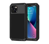 Lanhiem Cover Per iPhone 13 Metallo Antiurto 9H Vetro Temperato Nero