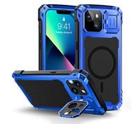 Lanhiem Cover Per iPhone 13 Metallo Antiurto Supporto 9H Vetro Temperato