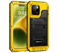 Lanhiem Cover per iPhone 14 IP68 Impermeabile, Metallo 360°Completa Waterproof Case con Protezione Schermo, Militare Antiurto Armor, Subacquea Antipolvere Custodia per iPhone 14, Giallo