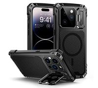 Lanhiem Cover Per iPhone 14 Pro Metallo Antiurto Supporto 9H Vetro