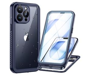 Lanhiem Cover per iPhone 15 Pro Max Compatibile con MagSafe, Impermeabile Antiurto [Protezione Schermo] IP68 Waterproof 360° Integrata Antipolvere Militare Subacquea Custodia - Titanio blu