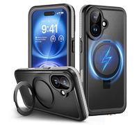 Lanhiem Cover per iPhone 16 con Supporto IP68 Impermeabile Antiurto, Nero