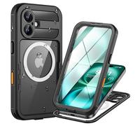 Lanhiem Cover per iPhone 16 Plus Compatibile con MagSafe, Impermeabile Antiurto [Protezione Schermo] IP68 Waterproof 360° Integrata Antipolvere Militare Subacquea Case per iPhone 16 Plus, Nero