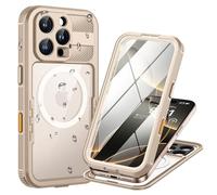 Lanhiem Cover per iPhone 16 Pro Compatibile con MagSafe, Impermeabile Antiurto [Protezione Schermo] Waterproof 360 Antipolvere Militare Custodia Subacquea Integrata per iPhone 16 Pro, Titanio Sabbia