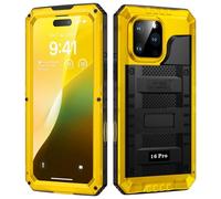 Lanhiem Cover per iPhone 16 PRO IP68 Impermeabile, Metallo 360° Completa Waterproof Case con Protezione Schermo, Militare Antiurto Armor, Subacquea Antipolvere Custodia per iPhone 16 PRO, Giallo