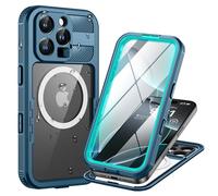 Lanhiem Cover per iPhone 16 Pro Max Compatibile con MagSafe, Impermeabile Antiurto [Protezione Schermo] IP68 Waterproof 360° Integrata Antipolvere Militare Subacquea Case per iPhone 16 Pro Max, Blu