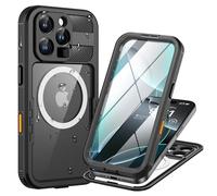 Lanhiem Cover per iPhone 16 Pro Max Compatibile con MagSafe, Impermeabile Antiurto [Protezione Schermo] IP68 Waterproof 360° Integrata Antipolvere Militare Subacquea Case per iPhone 16 Pro Max, Nero