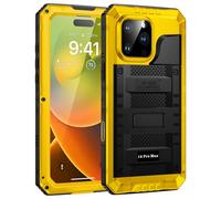 Lanhiem Cover per iPhone 16 Pro Max IP68 Impermeabile, Metallo 360°Completa Waterproof Case con Protezione Schermo, Militare Antiurto, Subacquea Antipolvere Custodia per iPhone 16 Pro Max, Giallo