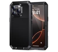 Lanhiem Cover Per iPhone 16 Pro Max Metallo Antiurto 9H Vetro Temperato