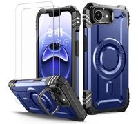 Lanhiem Cover per iPhone 16e (2025) con Cavalletto, [Compatibile con Magsafe] con 2 Vetro Temperato, 14FT Militare Antiurto Resistente, Rugged Armor Custodia, Supporto per Fotocamera Integrato, Blu