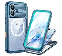 Lanhiem Cover per iPhone 17 Compatibile con MagSafe, Impermeabile Antiurto [Protezione Schermo] IP68 Waterproof 360° Full Body Antipolvere Militare Subacquea Integrata Custodia per iPhone 17 - Blu