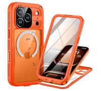 Lanhiem Cover per iPhone 17 Pro Max Compatibile con MagSafe, Impermeabile Antiurto [Protezione Schermo] IP68 Waterproof 360 Integrata Militare Subacquea Case per iPhone 17 Pro Max, Arancione