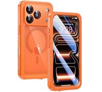 Lanhiem Cover per iPhone 17 Pro Max Impermeabile Antiurto [Compatibile con MagSafe] Infrangibile 360 Subacquea Integrata IP68 Waterproof Chantier Antipolvere per iPhone 17 ProMax,Arancio