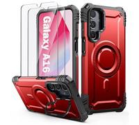 Lanhiem Cover per Samsung A16 5G / 4G Magsafe con Supporto Protezione Completa del Corpo a 360°con 2 Vetro Temperato, Militare 14FT Antiurto Resistente, Custodia per Samsung Galaxy A16 5G / 4G, Rosso