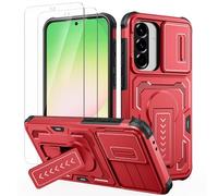 Lanhiem Cover per Samsung A56 5G/A36 5G/A37 5G con Vetro Temperato*2, Rosso