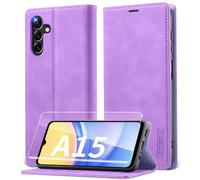 Lanhiem Cover per Samsung Galaxy A15 5G/4G con Vetro Temperato, RFID Blocker, Flip Libro Pelle Premium, Wallet Case con Porta Carte, Portafoglio Magnetica, Custodia per Samsung A15 5G/4G,Viola