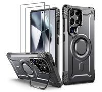 Lanhiem Cover per Samsung S24 Ultra 5G Magsafe con Supporto Protezione Completa del Corpo a 360°con 2 Vetro Temperato, Militare 14FT Antiurto Resistente, Custodia per Samsung Galaxy S24 Ultra, Grigio