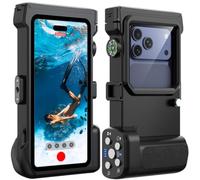 Lanhiem Custodia Impermeabile Professionale per Immersioni IP68 15M - per iPhone, Samsung, Huawei, Xiaomi (fino a 6,9", con Attacco per Luce Esterna)Controllo Fotografico via Bluetooth e Bussola, Nero