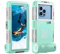 Lanhiem Custodia Impermeabile Subacquea Professionale IP68 15M per iPhone Samsung Huawei Xiaomi,Compatibile con telefoni fino a 6,9 pollici,adatto per immersioni snorkeling surf,Teal White