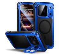 Lanhiem Custodia in Metallo per iPhone 17 Pro Max[schermo in Vetro Temperato][Supporto per Fotocamera] Cover Antiurto di Livello Militare per iPhone 17 Pro Max,Blu