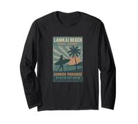 Lanikai - Camicia da spiaggia Sunrise Paradise Surfer Oahu Hawaii Maglia a Manica