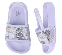 Lanivic Sandali Estive Ragazze Pantofole da Piscina Banda Elastica Antiscivolo Bambini Ciabatte da Spiaggia ada Interno E da Esterno Arcobaleno Bianco 31 EU