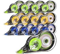 Lanjue 12 Pezzi Bianchetto a Nastro, 12m x 5 mm Correttore a Nastro con Cappuccio Protettivo, Cancelleria Scuola Correction Tape per Insegnanti Studenti Ufficio Scolastico (Verde, Blu, Giallo)