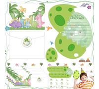 lankai 36 Pezzi Dinosauro Invito, Biglietti Di Invito A Uovo Di Dinosauroi, Invito Uova Di Dino Compleanno Bambini, Biglietti Invito Compleanno Dinosauro Con Buste E Adesiv(Bianco, Verde)