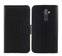 Lankashi Flip Vera Pelle Case per Blackberry Evolve/Evolve X 5.99" Genuine Premium Leather Cover Custodia Caso Guscio Protettiva Skin con Scomparti Carte Portafoglio Book Wallet (Nero)