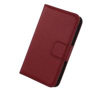 Lankashi Flip Vera Pelle Case per Blackview BV8000 PRO 4G 5" Genuine Premium Leather Cover Custodia Caso Guscio Protettiva Skin con Scomparti Carte Portafoglio Book Wallet (Rosso Scuro)
