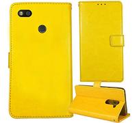 Lankashi Premium Custodia Portafoglio in PU Pelle Supporto Caso Guscio Protettiva Cover Flip Skin Case per Fairphone 3/3+ / 3 Plus 5.65" (Giallo)