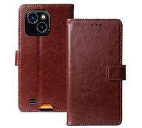 Lankashi Premium Custodia Portafoglio in PU Pelle Supporto Caso Guscio Protettiva Cover Flip Skin TPU Silicone Case per Oukitel WP32 5.93" (Marrone)