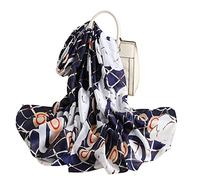 LANKEE, Silk Scarf Women Shawl Blue, Stain Neckerchief Head Wrap Thin Scarf Ladies Beach Shawl Vintage Bridal Scarf White Chiffon, Muslim Colorful Cloth Christmas Decorations Scarf Belt, L180/W90