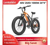 Lankeleisi Gogobest GF600 Plus Bici Elettrica 1000W 48V 20Ah 26*4.0 "Pneumatico Gordo E-bike Freno A Disco Molla Olio Forcella Sospensione 45 km/h Black