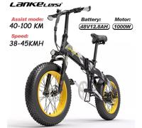 Lankeleisi X2000 Plus bici elettrica pieghevole da 20 '', motore 1000, batteria 12.8AH, freni idraulici, Mountain Bike elettrica con pneumatici grassi green Recommended rider height: 170CM - 195CM