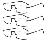 LANLANG Confezione da 3 occhiali da lettura per uomo e donna con mezza montatura in metallo nero,cerniera a molla,leggeri,ME-003, +3,5 diottrie