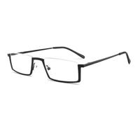 LANLANG Occhiali da lettura per uomo e donna con mezza montatura in metallo nero,cerniera a molla,leggeri,ME-003, +3,5 diottrie