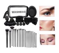 lanliflying Set di strumenti per il trucco con custodia, set di strumenti per il trucco, kit di strumenti con cravatta per capelli e soffio, set di pennelli da trucco morbidi multifunzionali con borsa