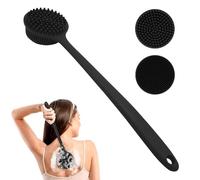 LANLIHAN Spazzola esfoliante per il corpo in silicone per doccia, spazzola esfoliante e massaggiante su 2 lati, con manico lungo, ipoallergenica, crea schiuma ricca, ecologica per pelli sensibili