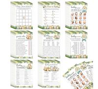 LANLISA Safari Animali Baby Shower Giochi per Ragazzo o Ragazza, 403 pz 8 Giochi Attività Carte per 50 Ospiti, Divertente Baby Shower Bingo