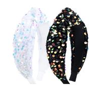 Lanmerry Fasce per capelli per ragazze Accessori per capelli per bambini Fasce per capelli annodate per ragazze Fasce per capelli con paillettes scintillanti fasce per capelli da donna fascia per