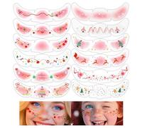 Lanmijia Adesivi per il Viso Brillanti di Natale,12 Pezzi Bellezza Renna,Trucco Viso Natale - per Spettacoli Viaggi Estivi Feste Servizio Fotografico Autunno Halloween