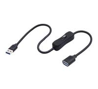 LANMINGLEL 90 gradi USB 3.0 interruttore prolunga USB maschio a femmina cavo con interruttore on/off, cavo corto USB 3.0, supporta dati e corrente per strisce LED, ventola USB (dritta)