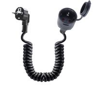 LANMINGLEL Cavo a spirale di contatto di protezione estendibile Schuko, cavo di prolunga Schuko, prolunga spina di cavo di rete, 3 x 1,0 mm² 5 A 230 V IP44 per la casa (diretto, nero, 2 m)