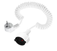 LANMINGLEL Cavo a spirale di contatto di protezione estendibile Schuko, cavo di prolunga Schuko, prolunga spina di cavo di rete, 3 x 1,0 mm² 5 A, 230 V, IP44, per la casa (90 gradi, bianco, 3 m)